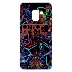 Чехол для Samsung A8 2018 Marvel neon art pattern - PrintSalon