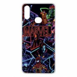 Чехол для Samsung A10s Marvel neon art pattern