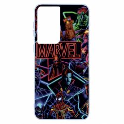 Чехол для Samsung S21 Marvel neon art pattern