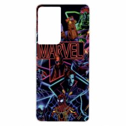 Чехол для Samsung S21 Ultra Marvel neon art pattern - PrintSalon