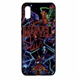 Чехол для Xiaomi Redmi 9a Marvel neon art pattern - PrintSalon