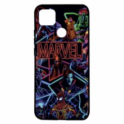 Чехол для Xiaomi Redmi 9c Marvel neon art pattern - PrintSalon