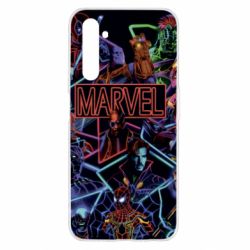 Чехол для Realme 6 Marvel neon art pattern - PrintSalon
