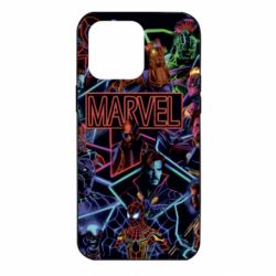 Чехол для iPhone 14 Pro Max Marvel neon art pattern - PrintSalon