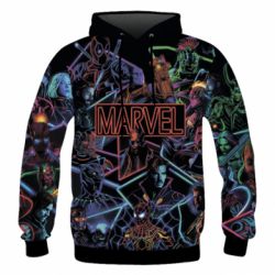 Мужское 3D худи Marvel neon art pattern - PrintSalon