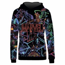 Жіноче 3D худі Marvel neon art pattern-PrintSalon Жіноче 3D худі Marvel neon art pattern
