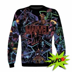 Детский 3D свитшот Marvel neon art pattern - PrintSalon