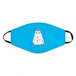 Маска многоразовая Cat and Christmas Lights - PrintSalon