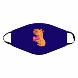 Маска многоразовая Капибара сердечко - PrintSalon