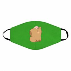 Маска багаторазова Капібара з квіткою - PrintSalon