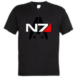 Чоловіча футболка з V-подібним вирізом Mass Effect logo N7-PrintSalon Чоловіча футболка з V-подібним вирізом Mass Effect logo N7