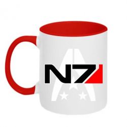 Чашка двухцветная 320ml Mass Effect logo N7 - PrintSalon