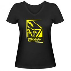 Женская футболка с V-образным вырезом Mass  effect N7 - PrintSalon