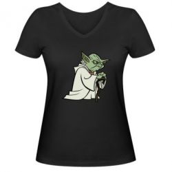 Женская футболка с V-образным вырезом Master Yoda - PrintSalon