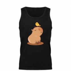 Мужская майка Капибара с птичкой