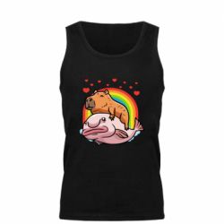 Мужская майка Капибара на рыбе - PrintSalon