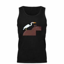 Мужская майка Капибара с цаплей - PrintSalon