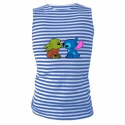 Майка-тельняшка Baby Yoda And Stitch - PrintSalon