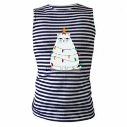Майка-тельняшка Cat and Christmas Lights - PrintSalon