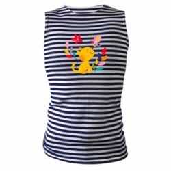 Майка-тельняшка Cat, Flowers and Butterfly - PrintSalon