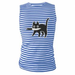 Майка-тельняшка Cat with a knife - PrintSalon