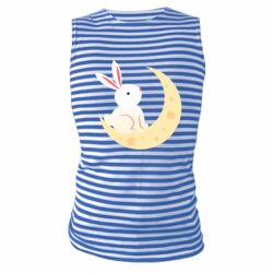 Майка-тельняшка Cute rabbit on the moon - PrintSalon