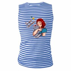 Майка-тельняшка Девочка с котом - ты мое сердечко - PrintSalon