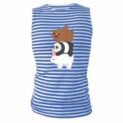 Майка-тельняшка Гризли Панда и Белый - PrintSalon