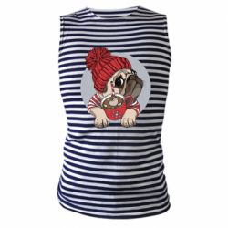 Майка-тельняшка Pug And Coffee - PrintSalon