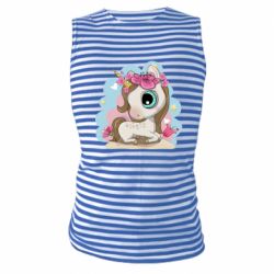 Майка-тельняшка Unicorn with flowers - PrintSalon