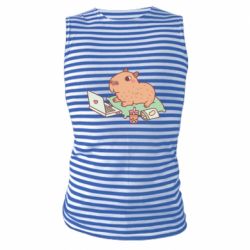 Майка-тельняшка Capybara With Laptop - PrintSalon