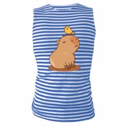 Майка-тельняшка Капибара с птичкой - PrintSalon