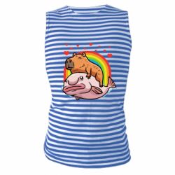 Майка-тельняшка Капибара на рыбе - PrintSalon