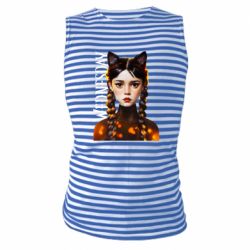 Майка-тельняшка Венздей кошка - PrintSalon