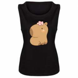 Майка жіноча Капібара з квіткою - PrintSalon
