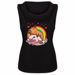 Женская майка Капибара на рыбе - PrintSalon