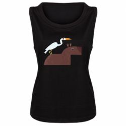 Женская майка Капибара с цаплей - PrintSalon