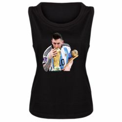 Женская майка Месси целует кубок - PrintSalon