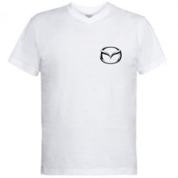 Мужская футболка  с V-образным вырезом Mazda 3D Small Logo - PrintSalon
