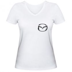 Женская футболка с V-образным вырезом Mazda 3D Small Logo - PrintSalon