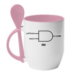 Чашка з ложкою Me - caffeine, musik - PrintSalon