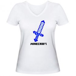 Женская футболка с V-образным вырезом Меч Minecraft - PrintSalon