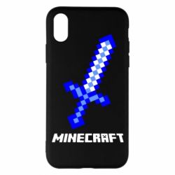 Чехол для iPhone X/Xs Меч Minecraft - PrintSalon
