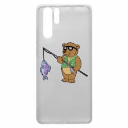 Чехол для Huawei P30 Pro Медведь ловит рыбу-PrintSalon Чехол для Huawei P30 Pro Медведь ловит рыбу