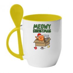 Чашка з ложкою Meowy Christmas - PrintSalon