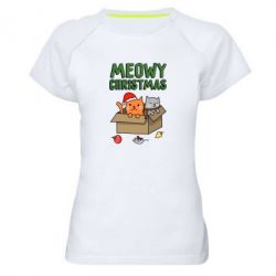 Жіноча футболка для спорту Meowy Christmas - PrintSalon
