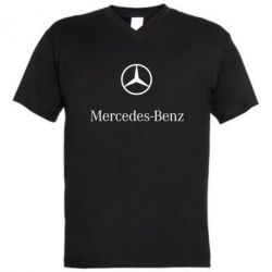 Мужская футболка  с V-образным вырезом Mercedes Benz logo - PrintSalon