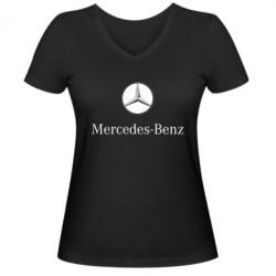 Женская футболка с V-образным вырезом Mercedes-Benz Logo - PrintSalon