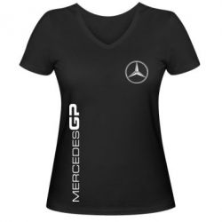 Женская футболка с V-образным вырезом Mercedes GP Logo - PrintSalon