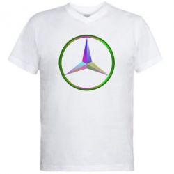 Мужская футболка  с V-образным вырезом Mercedes Logo Art - PrintSalon